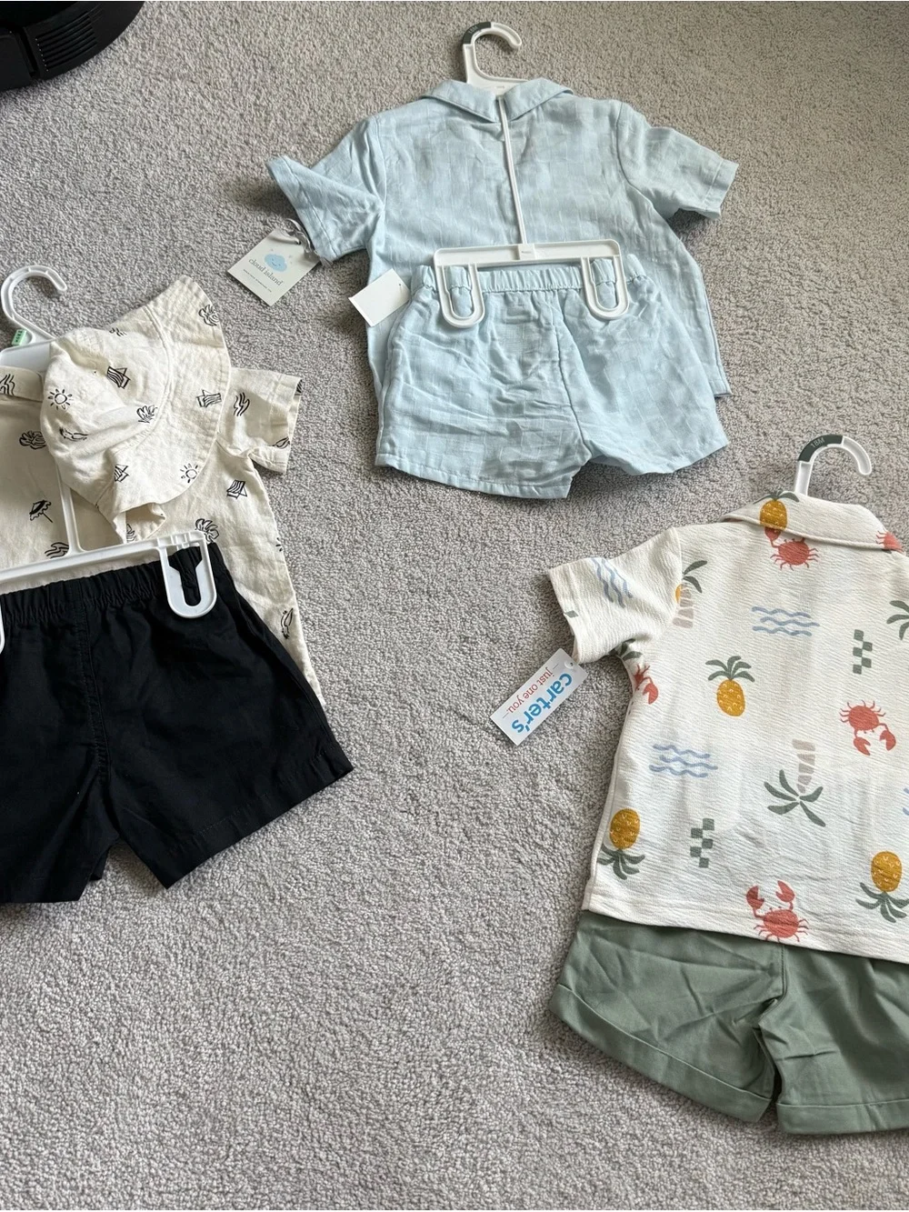 3 NWT 18 month boy summer outfit bundle Carter’s & Cloud Island Linen Look Sets